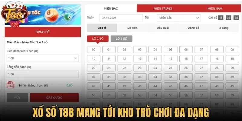 Xổ số T88 mang tới kho trò chơi đa dạng
